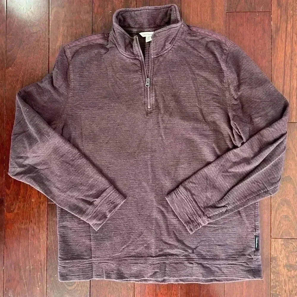 Calvin Klein Jeans Men's Quarter Zip Mock Neck Sweater Purple Size L